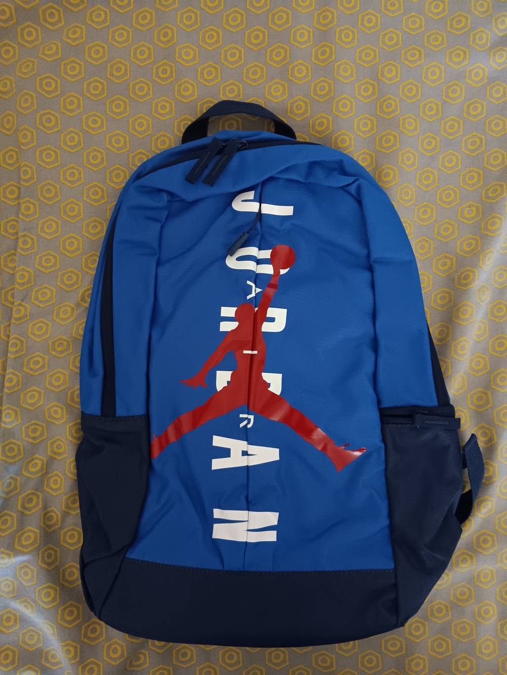 Jordan Blue Backpack with Red Jumpman and White Lettering